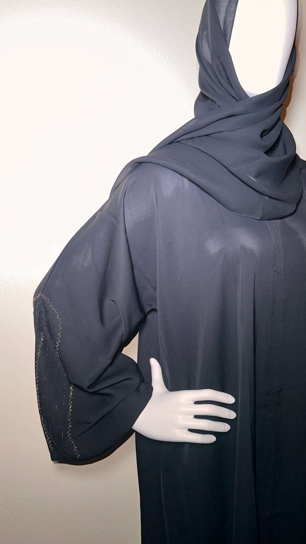 Black Abaya with Gold and Black Rhinestones
