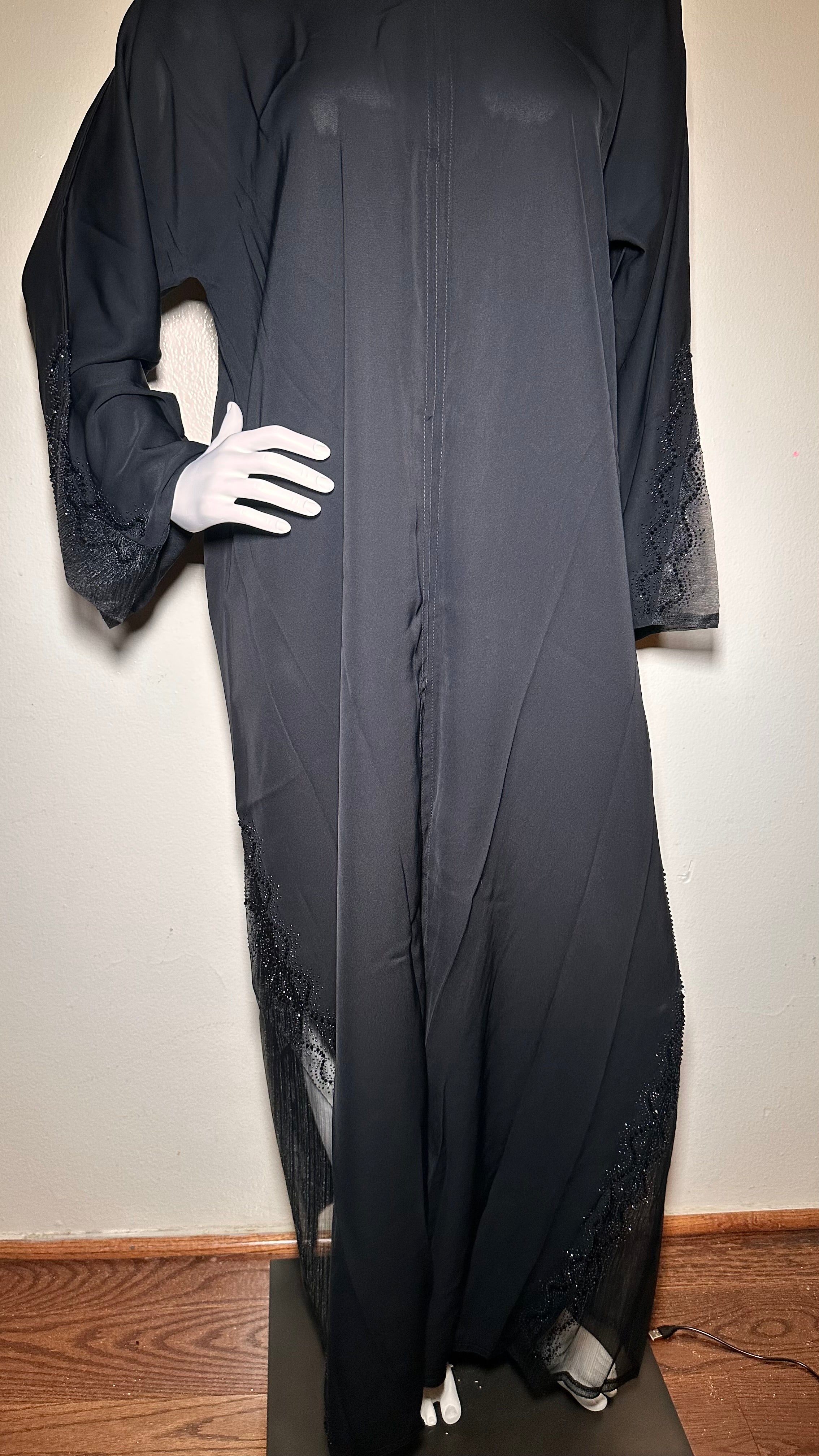 Black Abaya with Black Rhinestones.