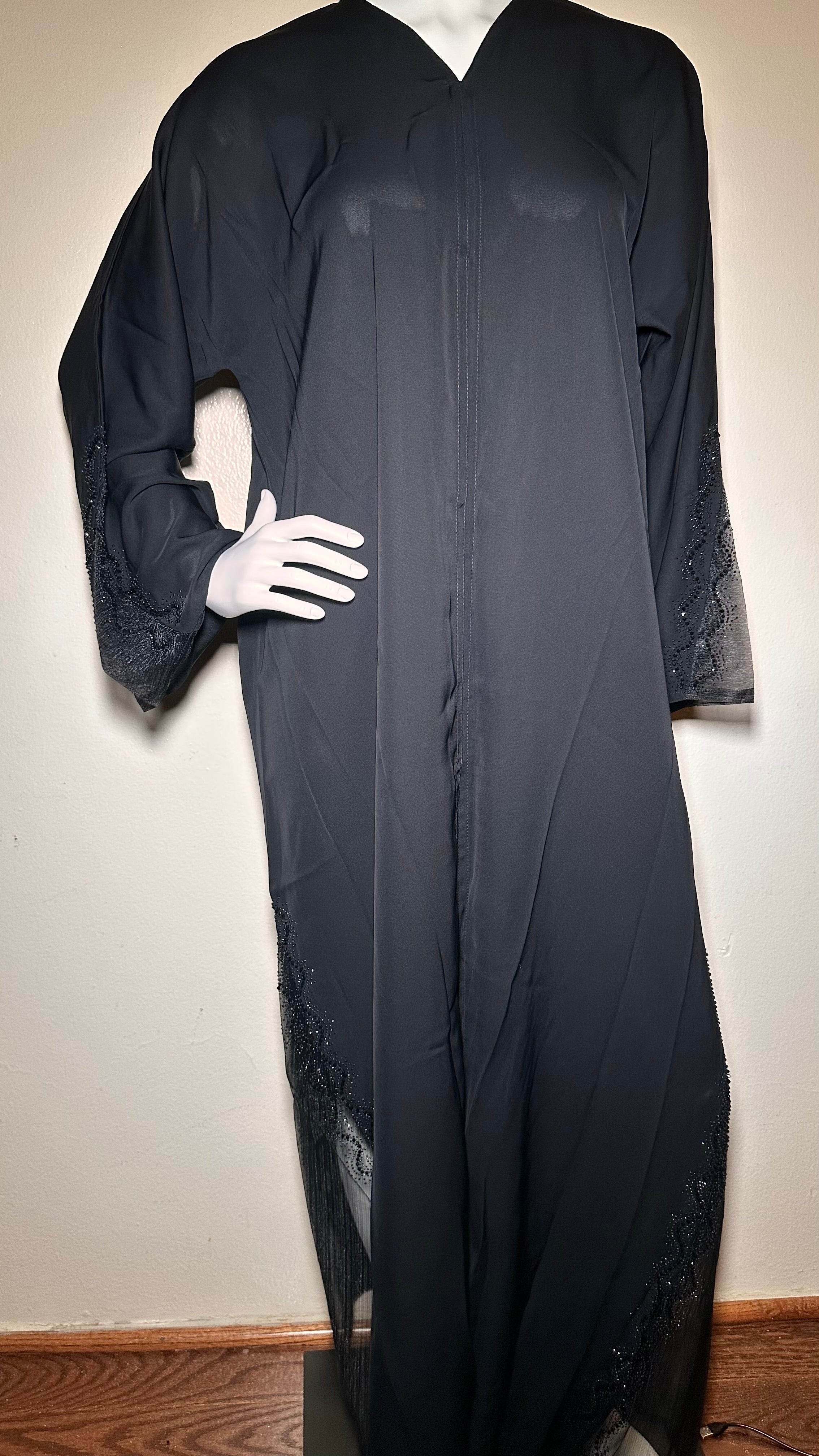 Black Abaya with Black Rhinestones.