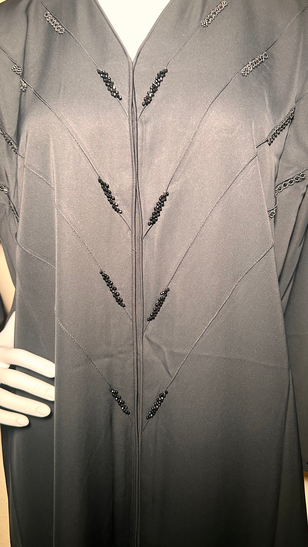 Black Abaya with Black Beads