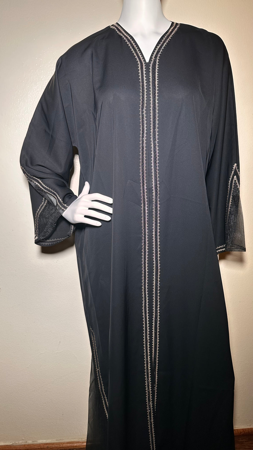 Black Abaya With Beige Details