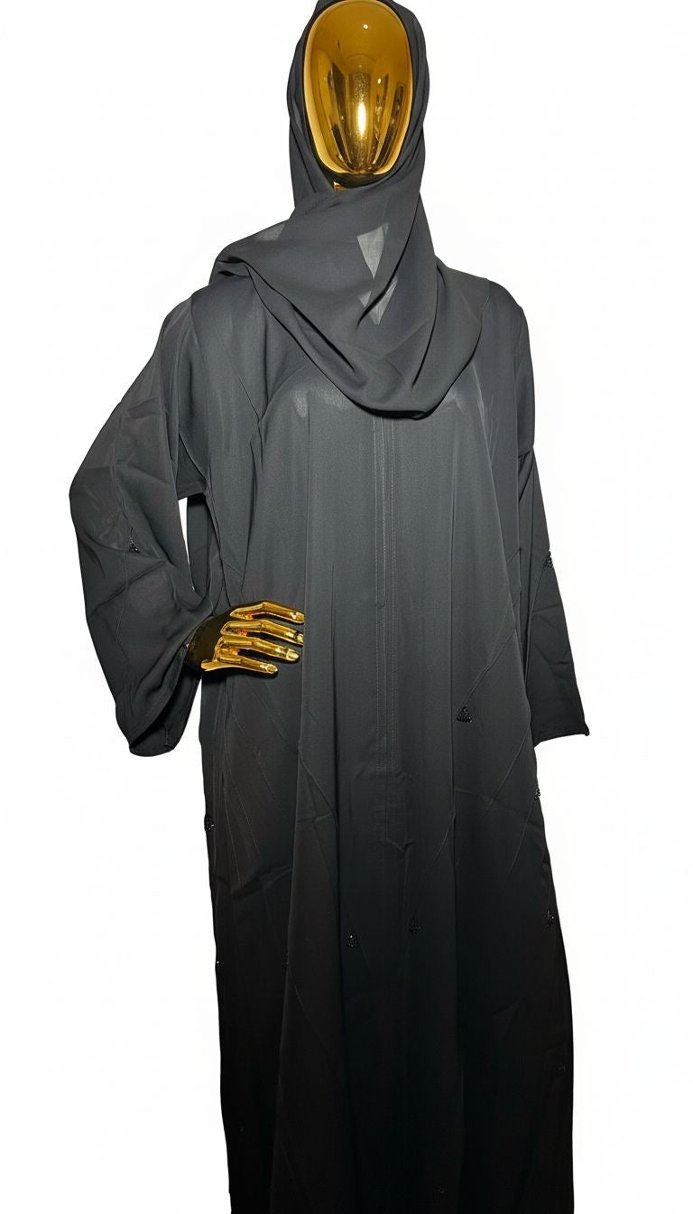 Black Abaya with Black Beading
