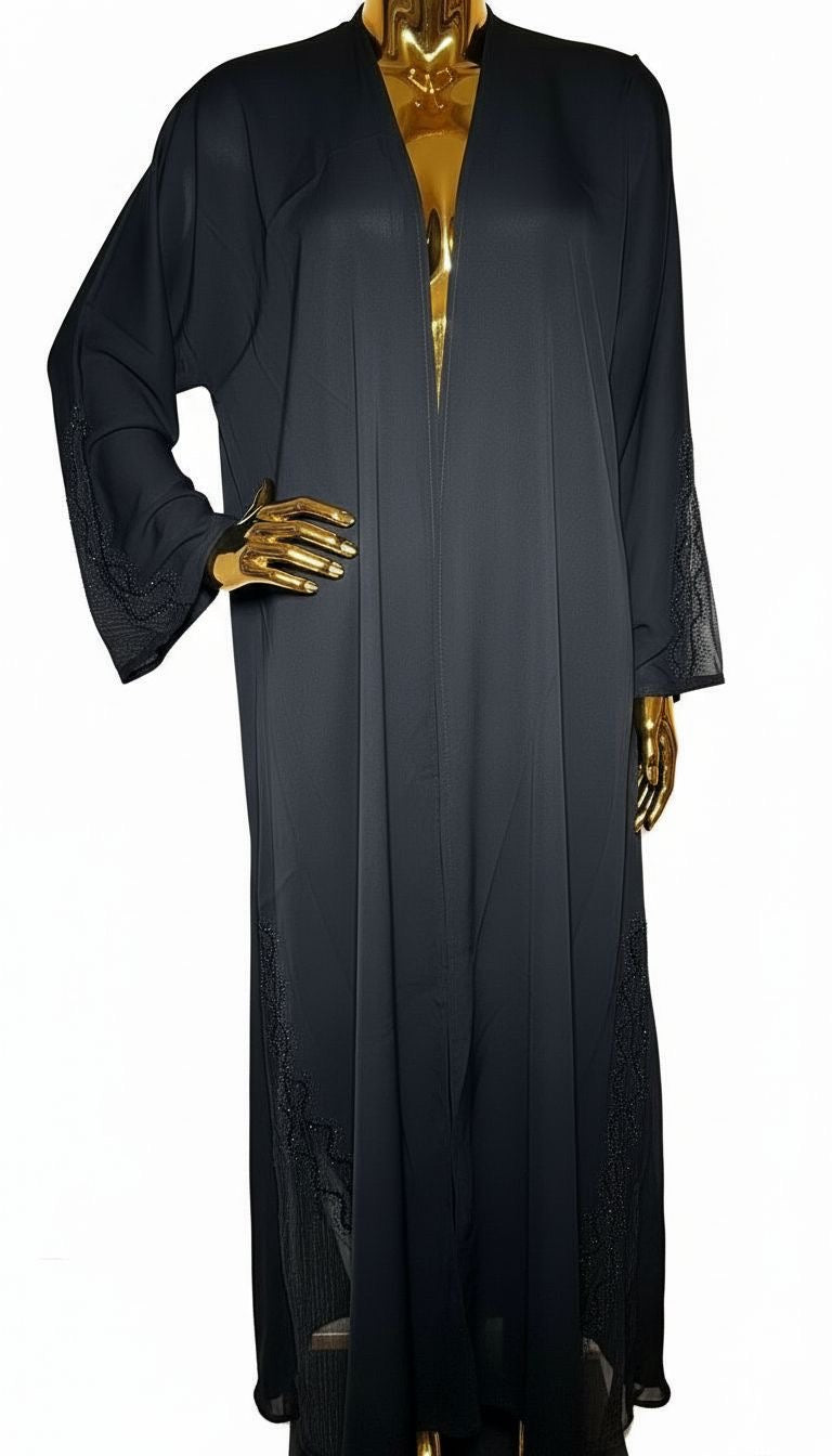 Black Abaya with Black Rhinestones.